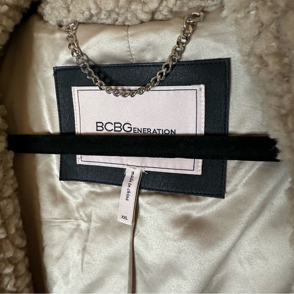 BCBGeneration Hooded Button-Front Teddy Bear Coat in Tan - Picture 10 of 12